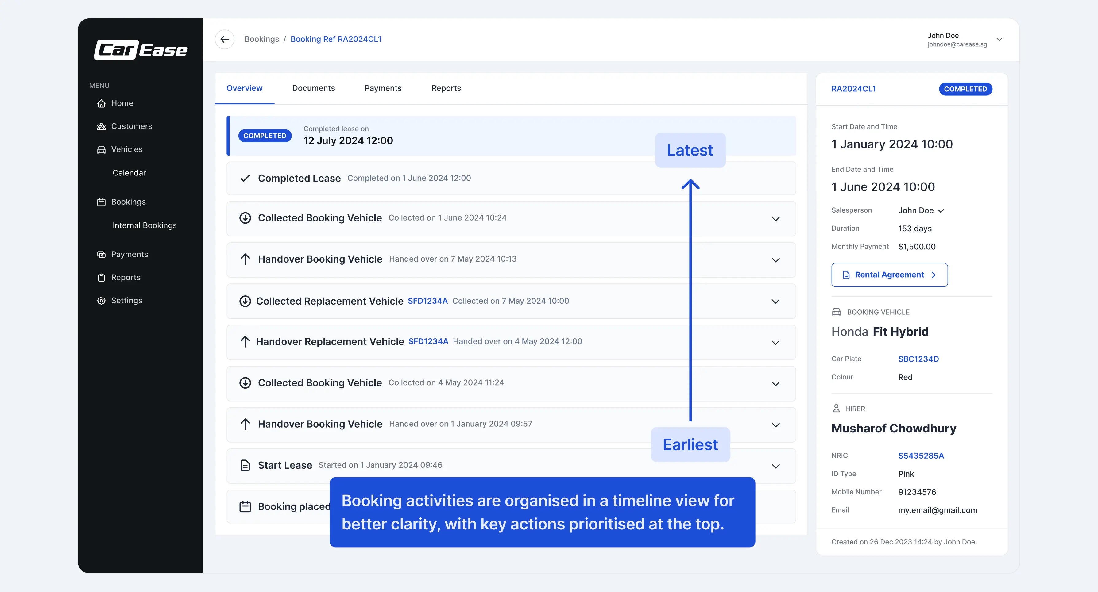 Booking flow detail